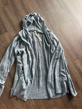 lululemon athletica Light Blue Gray Hooded Open Cardigan